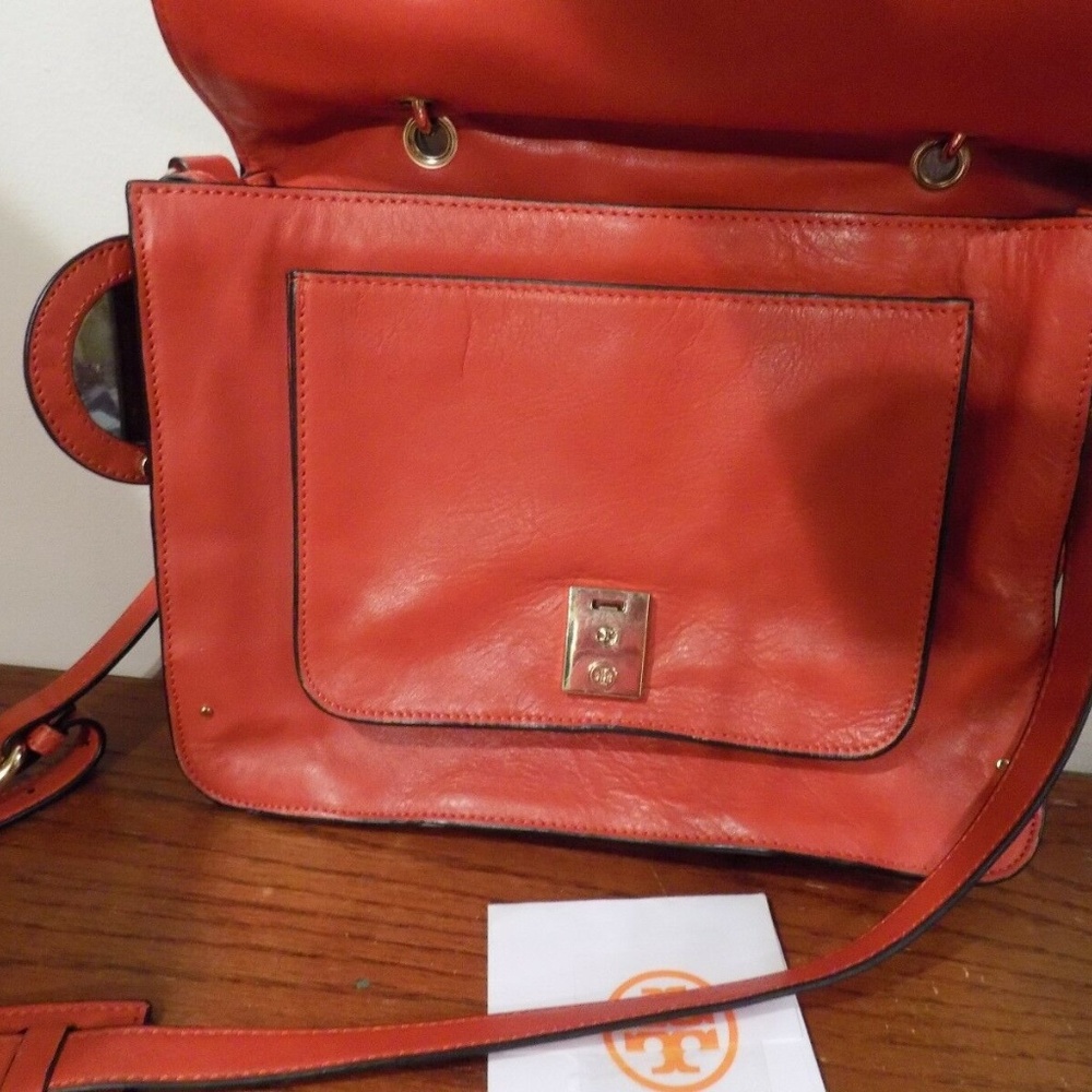 TORY BURCH Vintage Tangerine Orange Leather Purse - Picture 2 of 8